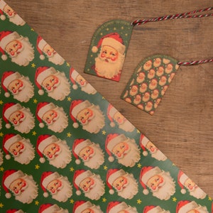 Carta da regalo natalizia Babbo Natale vintage, fulvo, kitsch, Babbo Natale fatto a mano