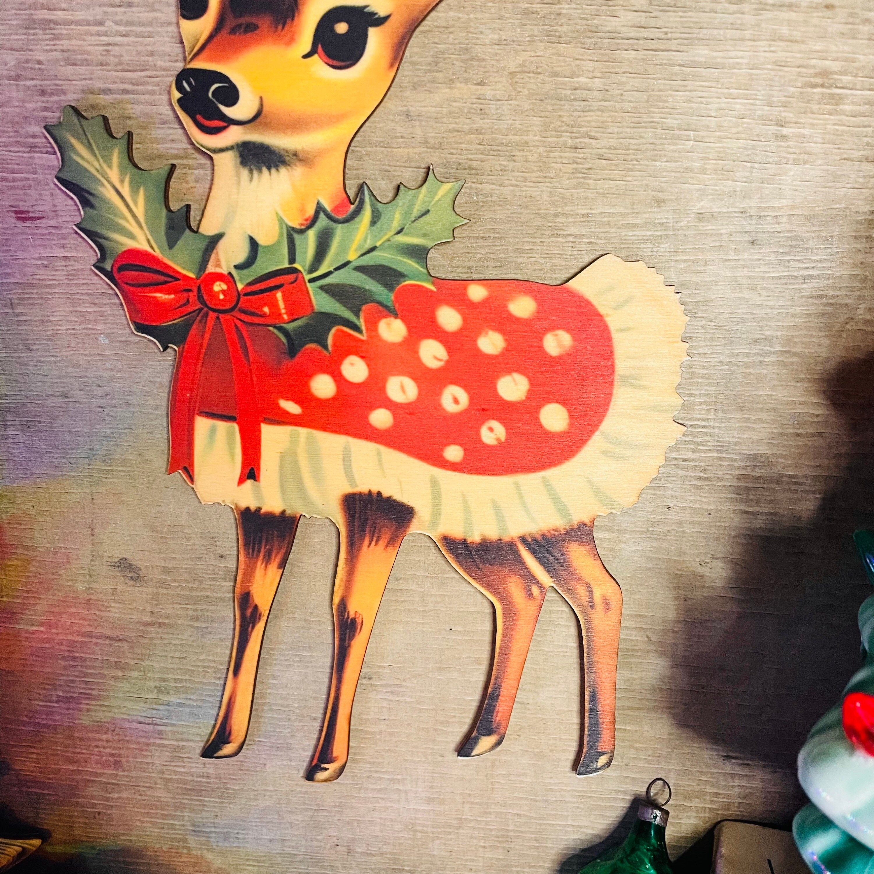 Retro Christmas Decoration Deer Wall Hanging Kitsch Festive Decor