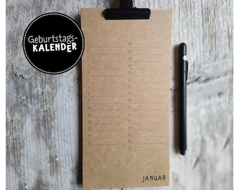 Immerwährender Geburtstagskalender Designkalender Kraftkarton Geschenk Design dezent nachhaltig Wandkalender Typografie Typo Grafikdesign