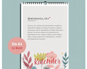 Erzieherin, mourir | Immerwährender Kalender DIN A4 Abschiedsgeschenk Geburtstagskalender Abschied Kita