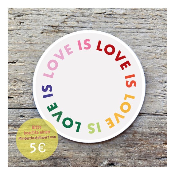 Love Is Love Liebe Hochzeit bunt Regenbogen Typografie Schriftgestaltung Typography rund Karte