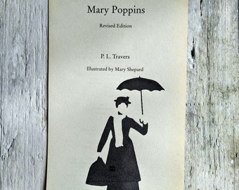 Siebdruck auf alter Buchseite | Mary Poppins Bücherliebe lesen Buch Bücher retro vintag upcycling Druck