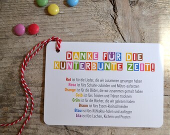 Danke Kita Abschied bunt Regenbogen Abschiedsgeschenk Erzieherin Erzieher Schokolinsen Farben