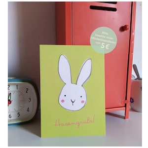 Hasengrüße! | Postkarte Ostergrüße Ostern Hase Schrift Typografie Illustration