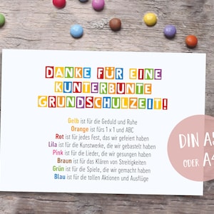 Grundschul-Abschied-Karte Dankeskarte Grundschule Lehrerin