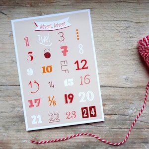 kalorienfreier Adventskalender | Weihnachtskarte Typografie Postkarte Schrift Schriftgestaltung Typo Zahlen