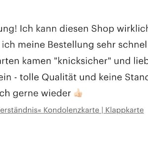 May include: A customer review with five stars, written in German. The review praises the shop's quality and service, mentioning fast delivery and careful packaging. The review is dated September 3, 2022.