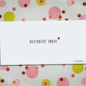 Weltbeste Tante | Erzieherin Postkarte Familie Herz Schrift Lieblingstante Lieblingserzieherin Typografie schlicht Geschenk