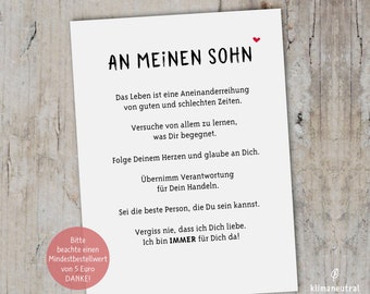 An meinen Sohn | En oseriös Sohn | Postkarte Tochter Familie Kinder