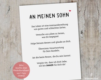 An meinen Sohn | Un Sohn dans l'ombre | Carte postale Tochter Familie Kinder