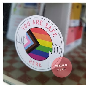 Aufkleber Safe Place Queer Gay Regenbogen Rainbow Pride Sticker, HBTQ+ inklusiv Fahne Flagge