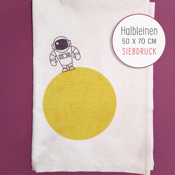 Geschirrtuch zweifarbiger Siebdruck »I need space« | Astronaut Design Interieur