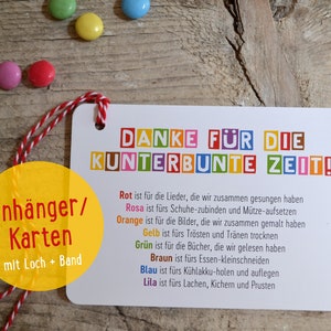 KiTa-Abschied | Anhänger Karten mit Loch und Band Danke Geschenk für Erzieherin Erzieher Tagesmutter