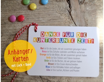Danke Kita Abschied bunt Regenbogen Abschiedsgeschenk Erzieherin Erzieher Schokolinsen Farben