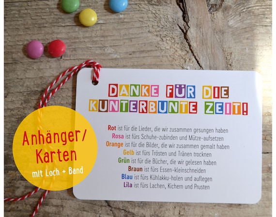 Danke Kita Abschied bunt Regenbogen Abschiedsgeschenk Erzieherin Erzieher Schokolinsen Farben