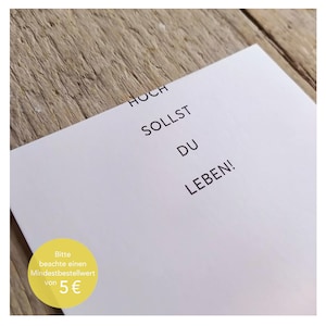 Hoch sollst Du leben ! Carte postale typographique Geburtstag Grafikdesign Design