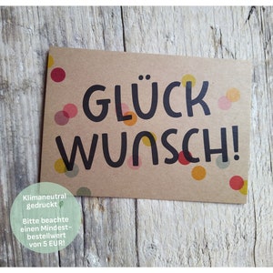 Glückwunsch! | Postkarte Kraftkarton schlicht Schrift Typo Typografie Design