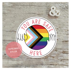 Aufkleber Safe Place Queer Gay Regenbogen Rainbow Pride Adesivo, LGBTQ+ inklusiv Fahne Flagge
