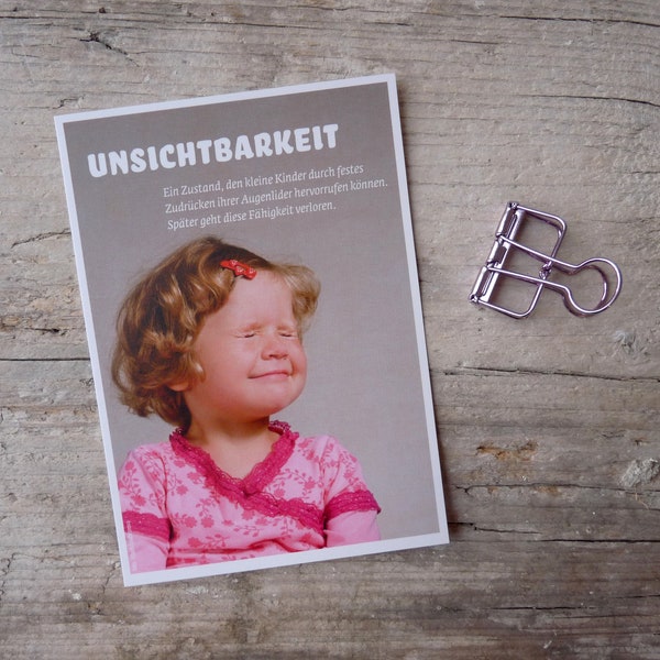 Onzichtbaar | Postkaart | wellustige Kinder Peuter Eltern Mom Humor