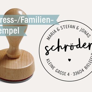 Familienstempel rund | Modèle-adresse | Holzstempel Namensstempel individuell persönlich Umzug Geschenk Hochzeit Verlobung