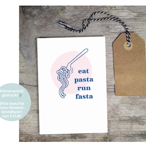Coma macarrão | Postkarte Humor Maratona de Nudeln ilustração