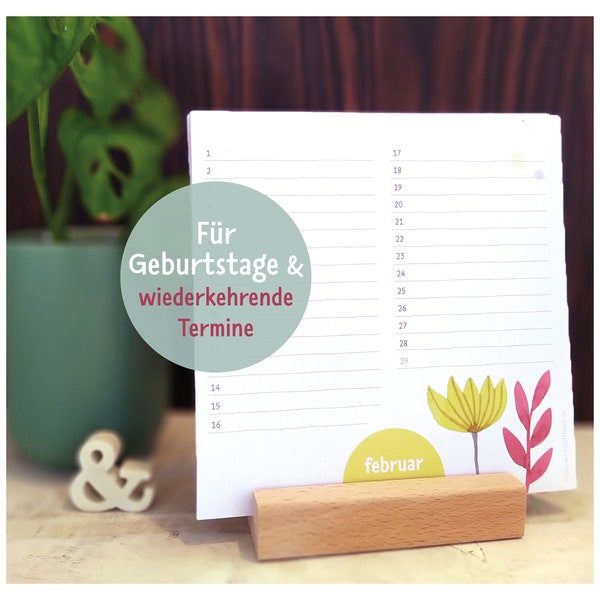 Immerwährender Geburtstagskalender Blumen Aquarell klimaneutral Geschenk