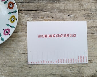 vierundzwanzigtagevorfreude – der kalorienfreie Adventskalender | Weihnachtskarte Typografie Postkarte Schrift Schriftgestaltung Typo