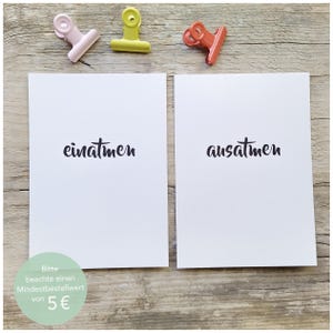 Einatmen – Ausatmen | Postkarten 2 Stück Atmen Achtsamkeit Leben Yoga Gelassenheit Selfcare bild 1