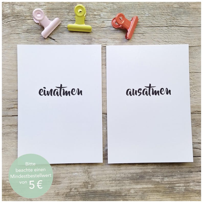 Einatmen – Ausatmen | Postkarten 2 Stück Atmen Achtsamkeit Leben Yoga Gelassenheit Selfcare bild 1