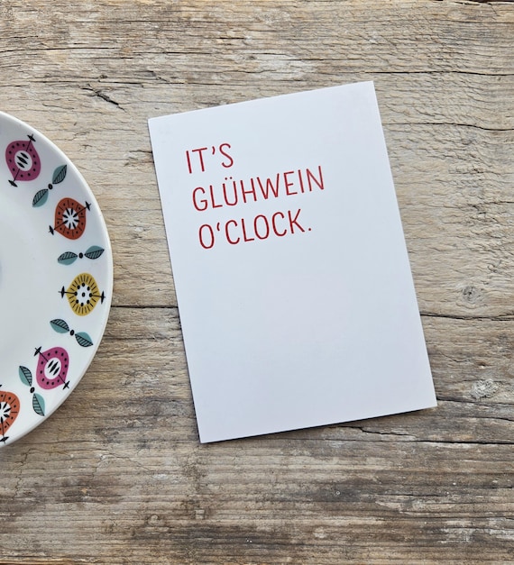 It's Glühwein o'clock Christkind Klinglöckchen| Postkarten Weihnachten christmas xmas Typografie Typo Schriftgestaltung
