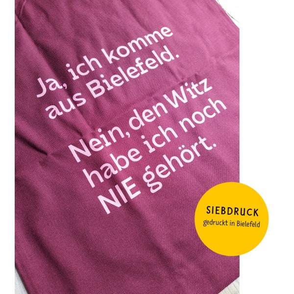 Ja, ich komme aus Bielefeld | Jutebeutel Humor lustig OWL Liebefeld Typografie