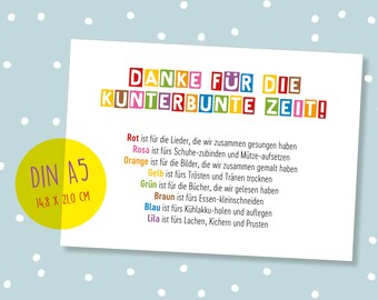 Danke Kita-Abschied Grundschul-Abschied Lehrerin Lehrer Große Karte Din A5 Abschiedsgeschenk Schule Erzieherin Erzieher Tagesmutter