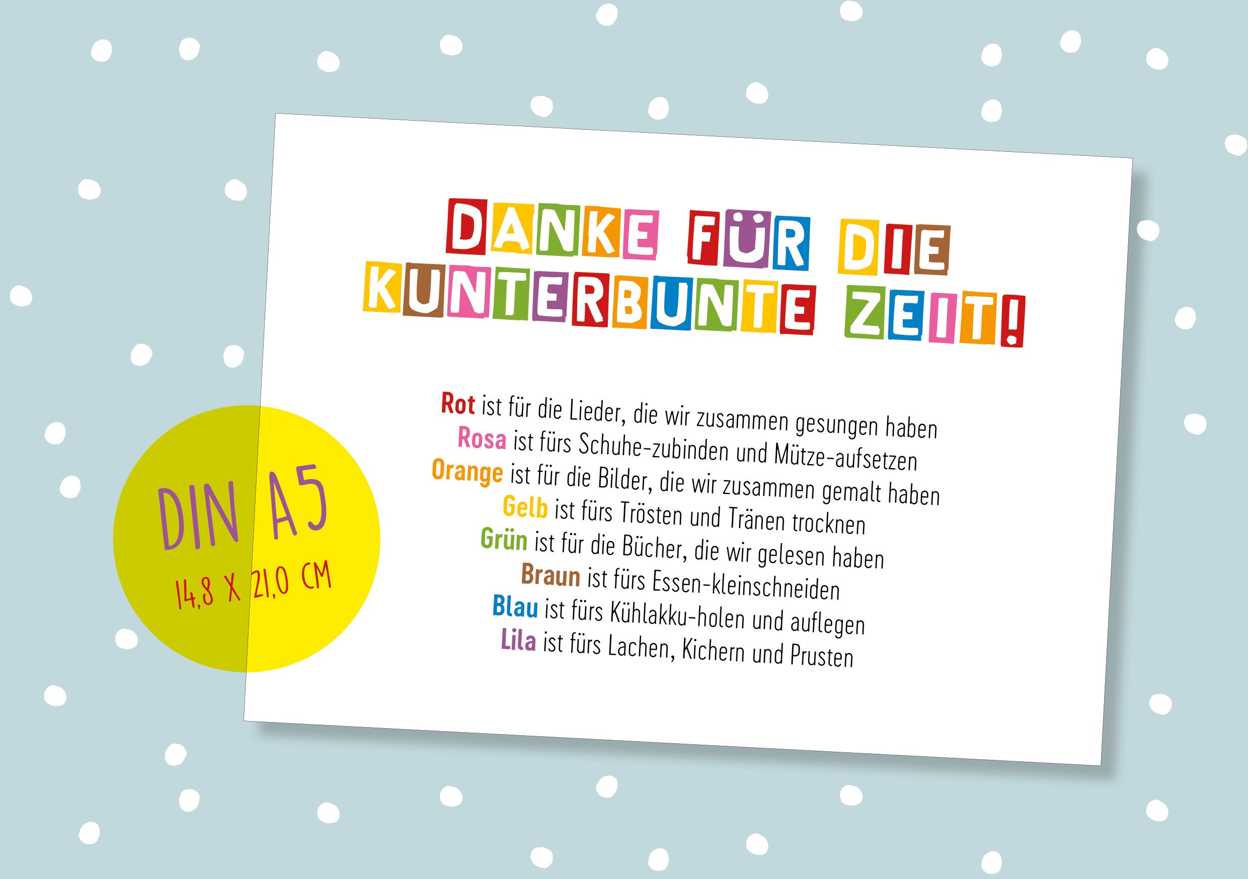 Danke Kita-Abschied Große Karte Din A5 | Etsy