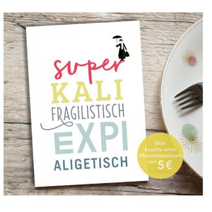 Supercalifragilista |  Postkarte lustig Humor Nostalgie retro vintage Typografie Typo Design Schrift