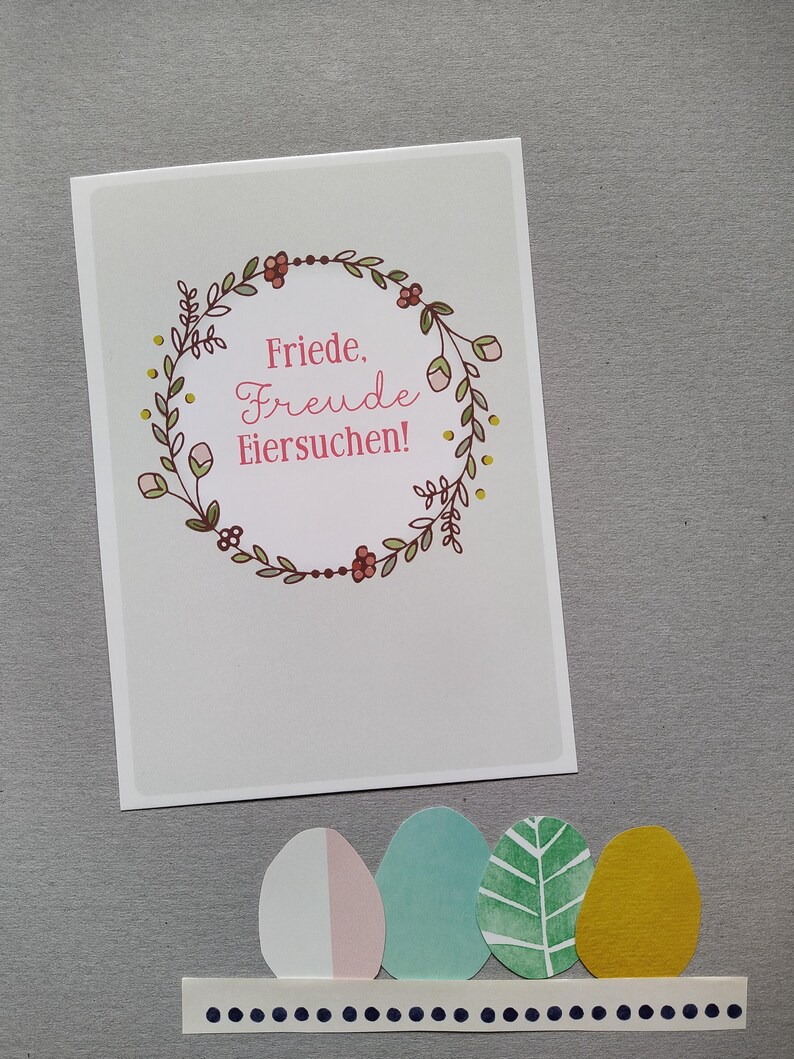 Hasengrüße ! | Postkarte Ostergrüße Ostern Hase Schrift Typografie Illustration Eiersuchen