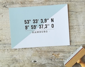 Hamburg Koordinaten Postkarte