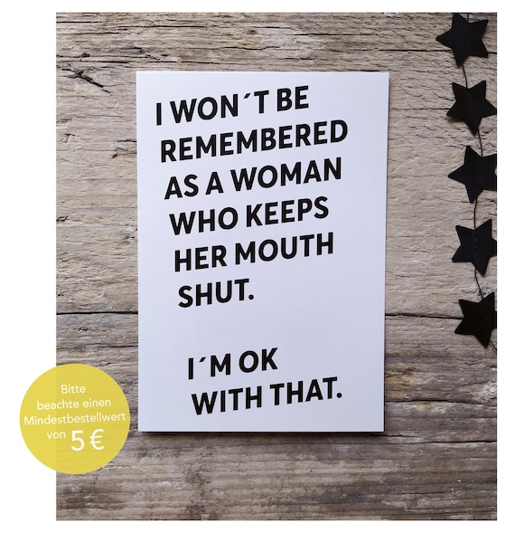 I wont be remembered ... | Postkarte Frauentag Weltfrauentag GRL PWR