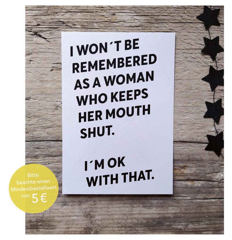 I wont be remembered ... | Postkarte Frauentag Weltfrauentag GRL PWR image 1