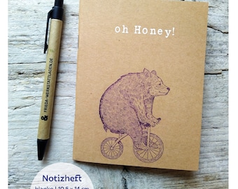 Notizheft »Oh Honey!« Bär auf Fahrrad Journal