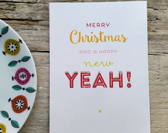 Frohe Weihnachten und ein glückliches NEUES JA! | Weihnachtskarte Typografie Postkarte Schrift Schriftgestaltung Typo