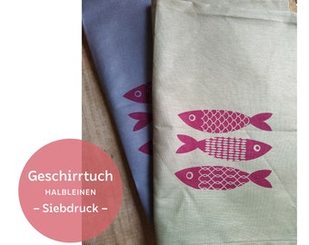 Fische Geschirrtuch | Siebdrück | Intérieur Intérieur handgedruckt