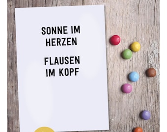 Carte postale »sonne im herzen. Flausen im kopf.