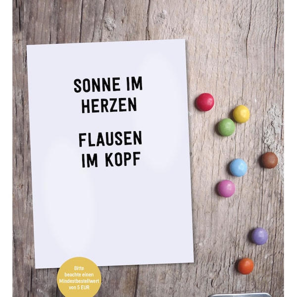 Postkarte »sonne im herzen. flausen im kopf.«