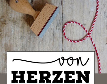 Stempel »von Herzen« Holzstempel Geschenk Geburtstag Weihnachten Geschenkanhänger