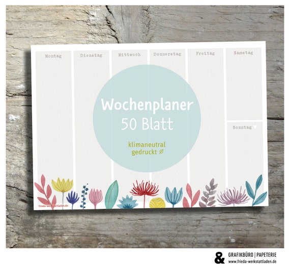 Wochenplaner »Blumen« To-Do Übersicht Planer Zeitplan Woche To-do Liste Stundenplan weekly