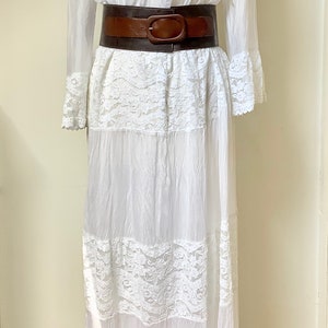 Pure White BoHo Maxi Dress Silk Mix Made in Italy image 5