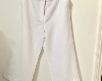 Aquascutum Weißer Leinen Mix Vintage Culottes Größe UK 10