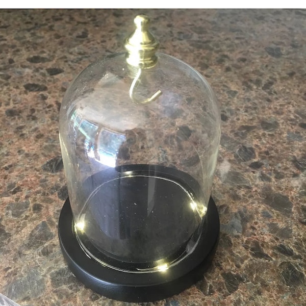 Pocket Watch Glass Display Dome With Top Hook and Lighted Base premium borosilicate non-distorting glass