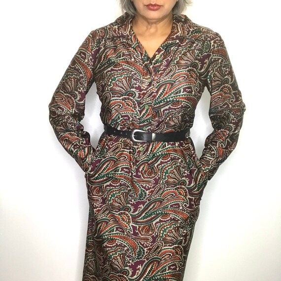 VINTAGE Nat Kaplan Couture 1970s Paisley Polyester