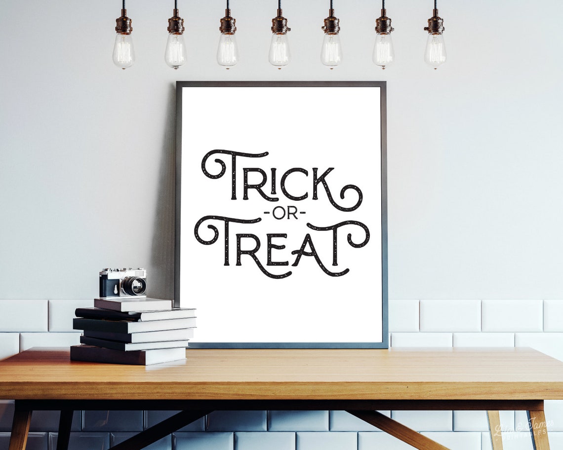 Trick or Treat Halloween Printable, Instant Download, Black Halloween ...